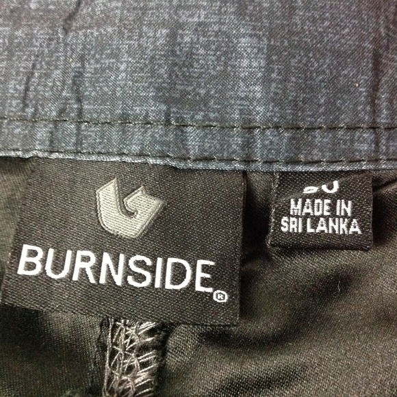 Burnside Men's Swim Shorts Black with Drawstrings - Picture 3 of 5